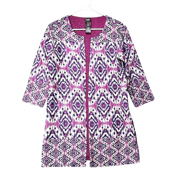 Chico’s Travelers Collection Reversible Crushed
Ikat Jacket Sz 0/4 Ethnic Boho - Picture 1 of 10
